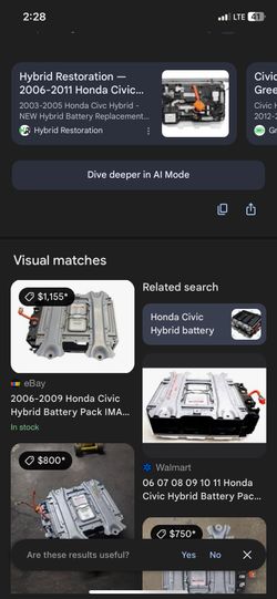 2 Hybrid Batteries For Honda Civic