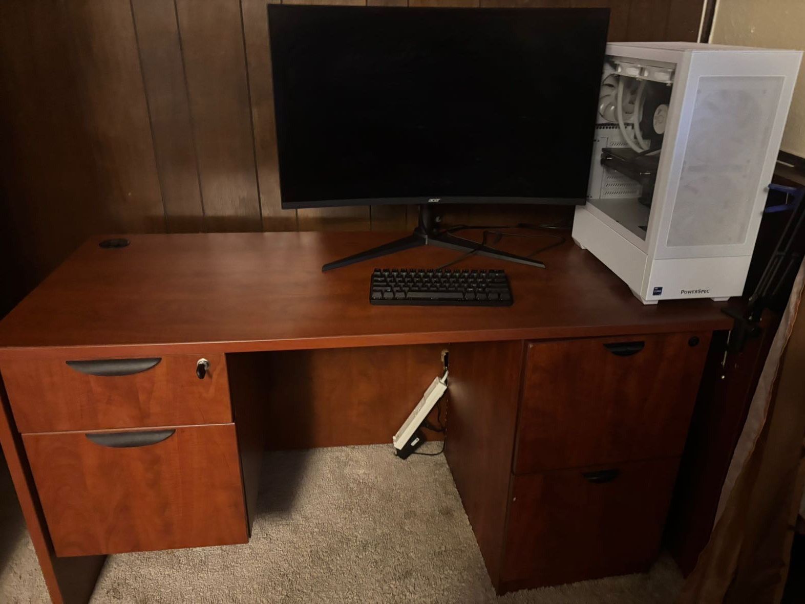 Big, wide, 75 Inch , brown Desk.