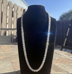 VVs1 Iced Out Diamond Tennis Chain Silver