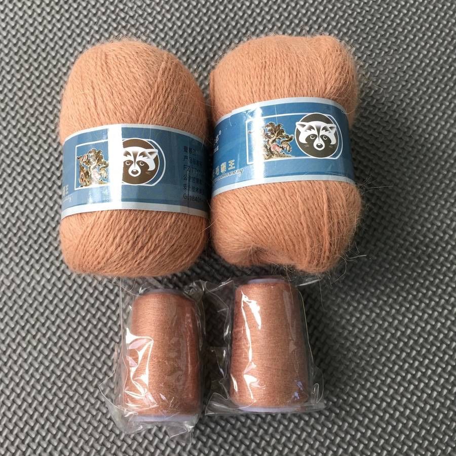 Lot of 4 Camel Color Natural Fiber knitting yarn with Matching Reinforcing Skeins