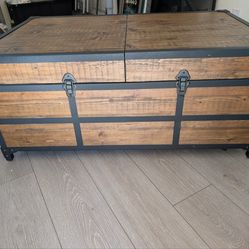 Maguire Rustic Weathered Barley Expandable Storage Coffee Table with Casters