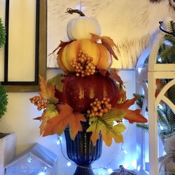 2 Pumpkin Topiary Decor 