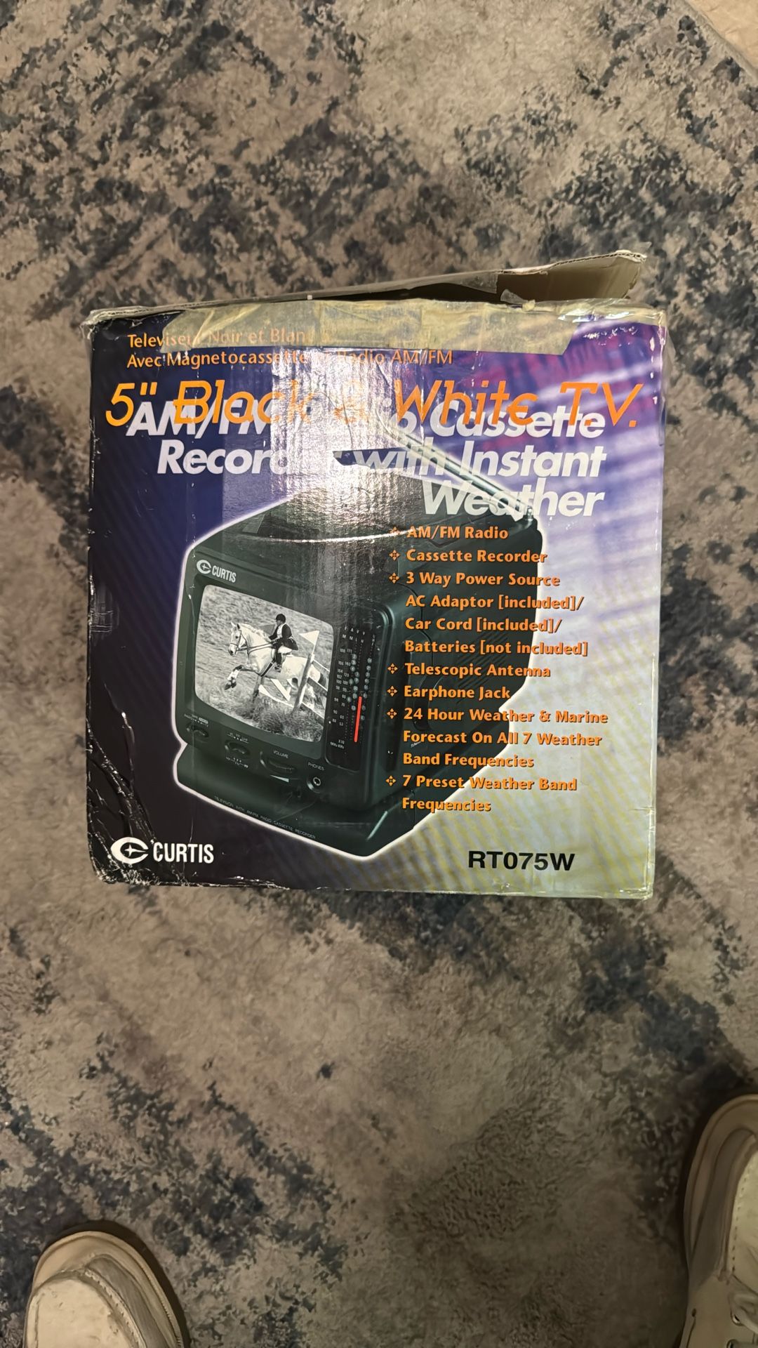 Vintage Portable Black And White Portable Tv