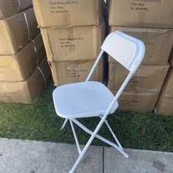 Commercial folding chairs, box of 10 black and white chairs