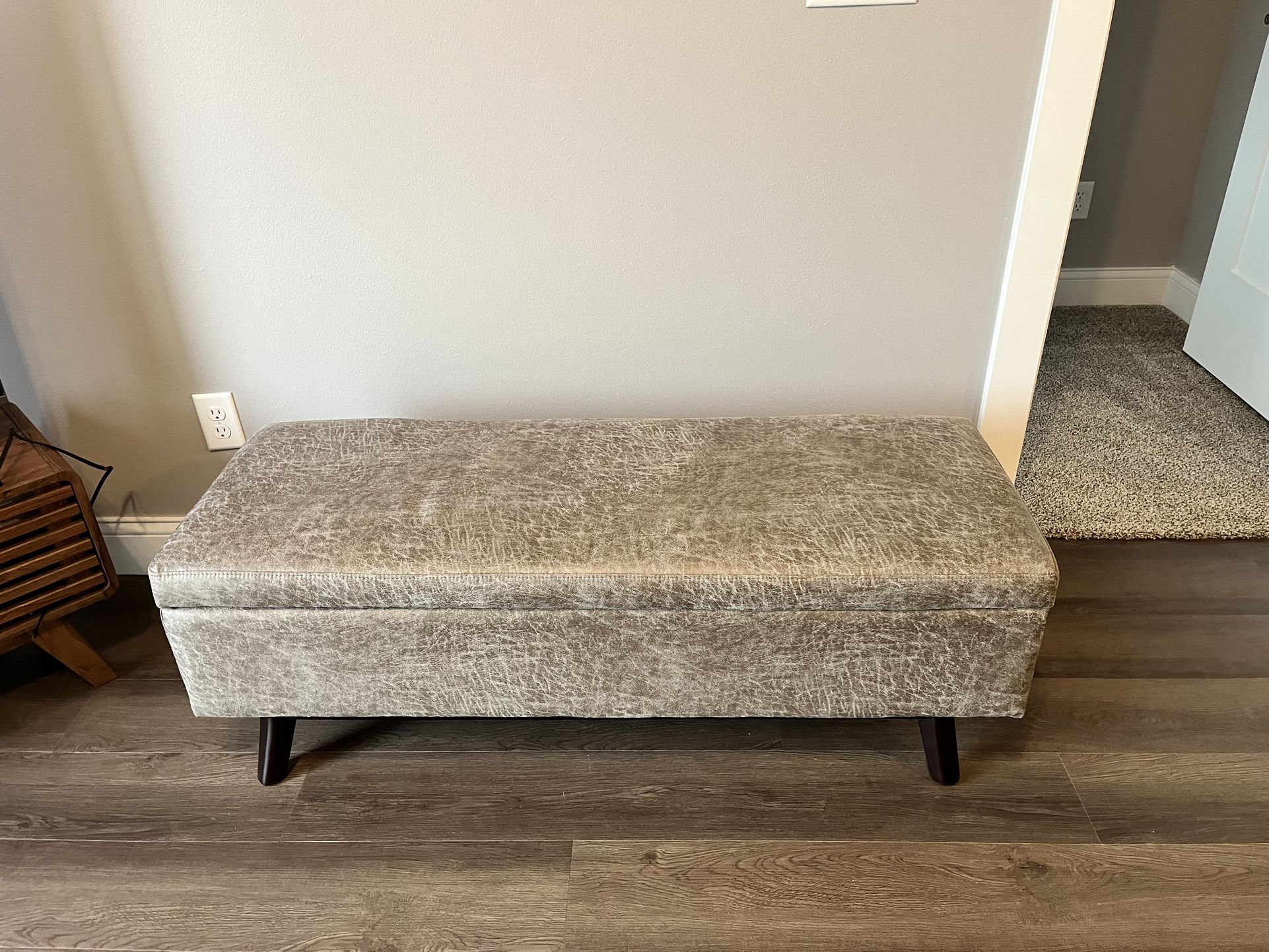 Faux Leather Storage Ottoman
