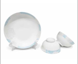 Juego de Vajilla de Porcelana Floral Azul Suave