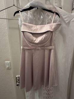 Sequin Hearts Blush Pink Satin Off-Shoulder Dress