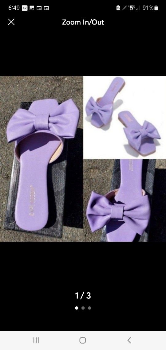 Size 10 Lilac Bow Flat Slides