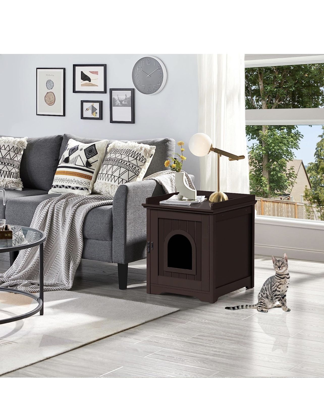 Cat Litter Box Enclosure, Indoor Crate Decorative Cat House Pet