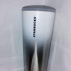 Starbucks Pearled White Silver Ombre Gradient Stainless SS Tumbler NO STRAW 24OZ