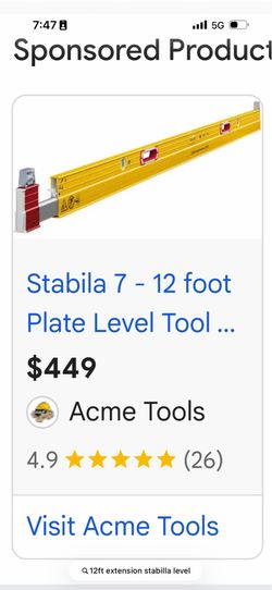 7ft-12ft extension stabila level