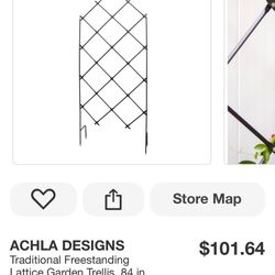 ACHLA DESIGNS Traditional Freestanding Lattice Garden Trellis, 84 in. Tall