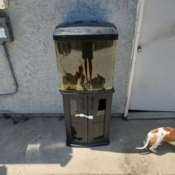 it's 32 gallon fish tank good condition the stand only has a window broken 