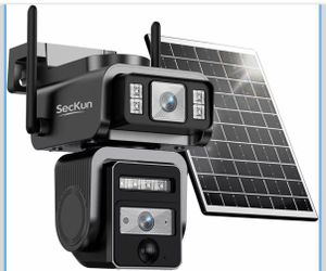 R4） Solar Dual-Lens 360° PTZ Security Camera – $30  • Solar powered • 8000mAh rechargeable battery • Dual-lens camera • 360° pan and tilt • 2.4GHz WiF