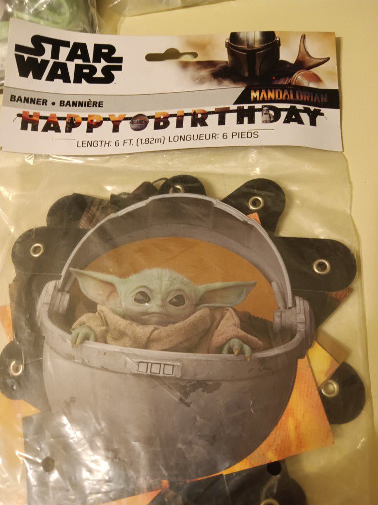 Disney Star wars Mandalorian Birthday Banner $5, 48 Count Party Favor Pack $10 Each. Will Bundle.