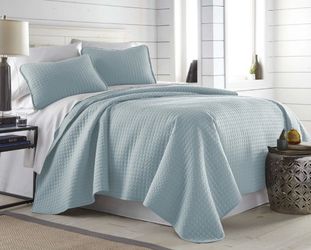 Southshore Fine Linens H2700 Oversized Lightweight Quilt Set Blue FULL/QUEEN