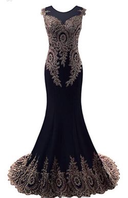 Black and gold elegant prom / pageant dress