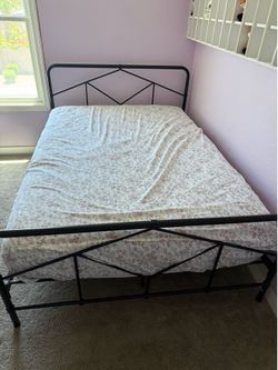 Queen bed frame and mattress