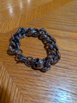 men's gothic skull chain link bracelet