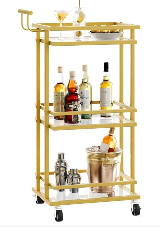 Modern Gold 3-Tier Bar Cart