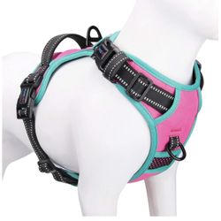 No Pull Dog Harness, Unique Colors Reflective Adjustable Vest, with a Training Handle + 2 Metal Leash Hooks+ 3 Snap Buckles +4 Slide Buckles [Easy to