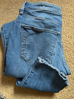 Hollister Medium Wash Jeans with Raw Hem