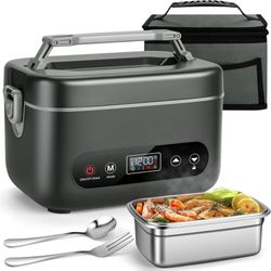 1.2L Cordless Electric Lunch Box – 20000mAh Rechargeable Portable Food Warmer with 5-Sided Heating, Auto Temperature Control, Leakproof & BPA-Free – P
