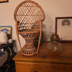 Wicker Peacock Doll Chair 
