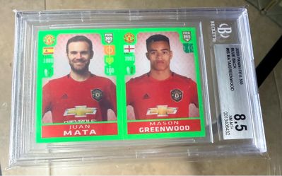 2019 Panini FIFA 365 Juan Mata Mason Greenwood Rookie RC ENGLAND Sticker soccer Futbol card. Great condition / eye appeal.