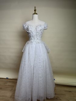 Lace Pearl Sequin Wedding Dress – Half Sleeve – One Size – Irvine CA Local Pickup – $25