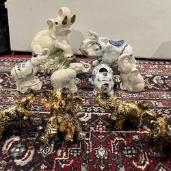 Lot of 10 Elephant Ceramic Figurines 