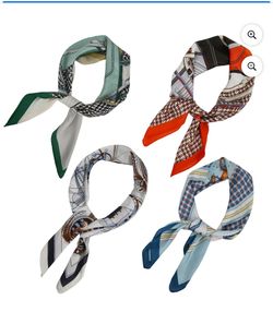 4 Pack 27.5" Large Silk Scarf Satin Square Head Scarves Silk Like Neck Scarf Hair Sleeping Wraps Lightweight For Women, Girls and Ladies