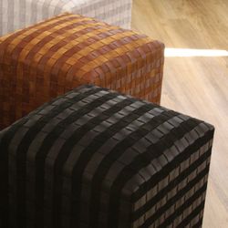 Woven Leather And Suede Cube