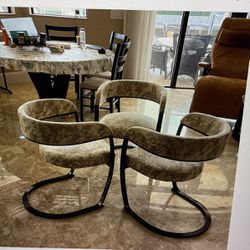 Three Dinette Chairs, Neutral Colors Are In Excellent Condition Very High-End Quality, Very Solid, And Very Comfortable. You Can Even Swing.