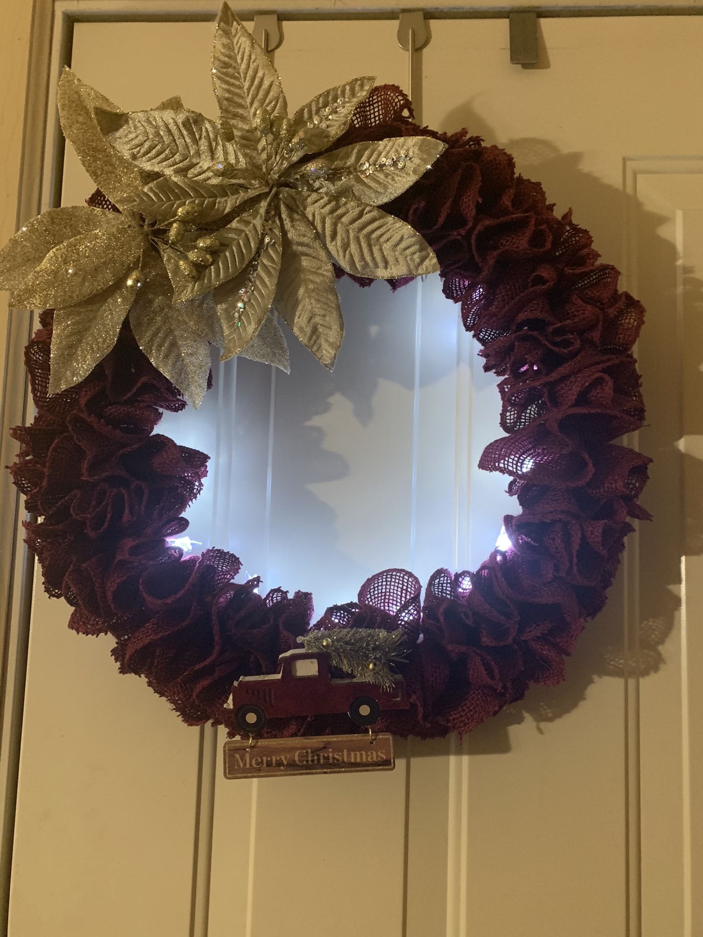 Lighted Red Truck Wreath