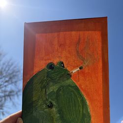 Painting of Frog smoking