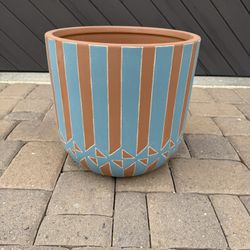 Terracotta Striped Planter Pot