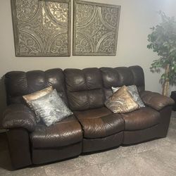 Genuine Leather Reclineable Sofa And Loveseat 