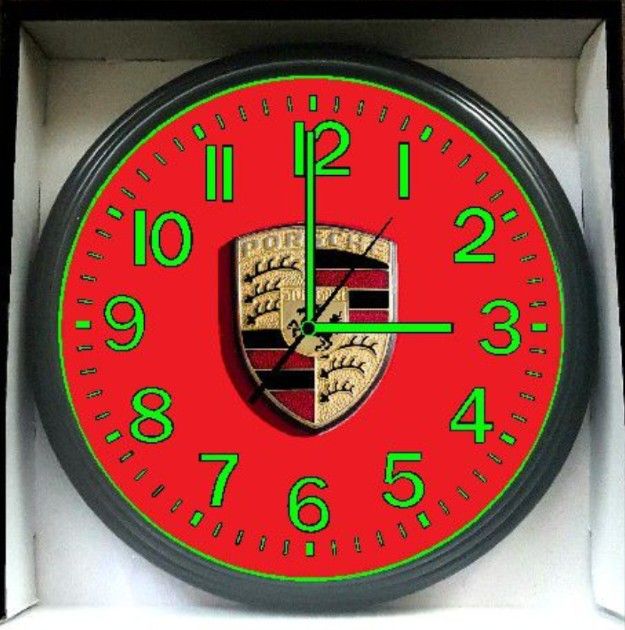 Porsche 911 Panamera Cayenne Boxter Garage Shop Glow In The Dark Wall Clock New!