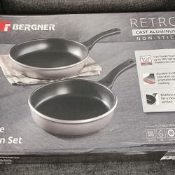 Bergner 2-Piece Fry Pan Set Non-Stick Cast Aluminum. 10" & 12" Frying 