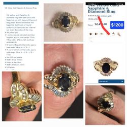 Sapphire And Diamond Ring 14 K Gold