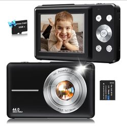 (Pink) Digital Camera,FHD 1080P Kids Camera 44MP Point and Shoot Digital Cameras with 32GB Card,16X Zoom,Anti-Shake,Date Stamp,Compact Small Cameras P