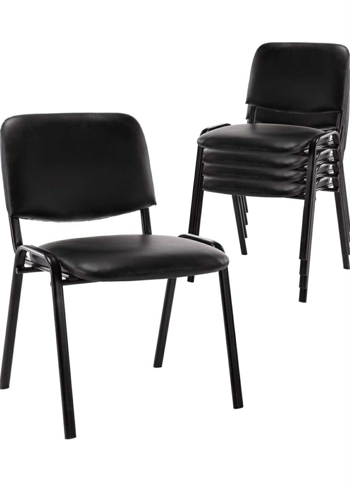 Set of 5 Pack Stackable Waiting Room Chairs Fabric Black