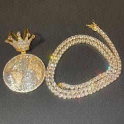 Icy King World Pendant Chain💎🌎👑