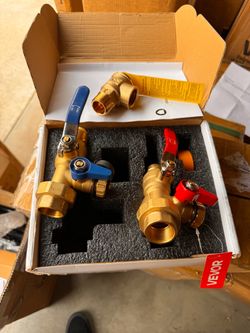 VEVOR Water Heater Kit, 3/4 Inch Tankless Water Heater Service Valve Kit with 2PCS 3/4″ NPT to 3/4″ PTC Isolation Valves, Pressure Relief Valve, Fits 