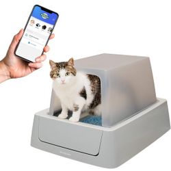 PetSafe ScoopFree Crystal Smart Front-Entry Self-Cleaning Cat Litter Box - WiFi & App Enabled - Hands-Free Cleanup With Disposable Crystal Trays - Les