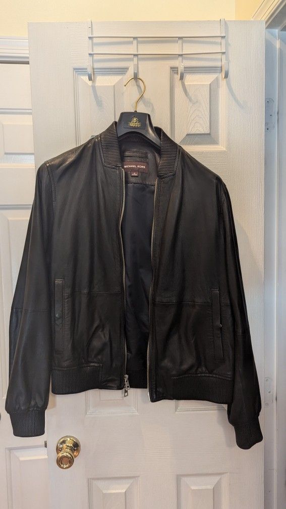 Michael Kors Leather Bomber - Medium