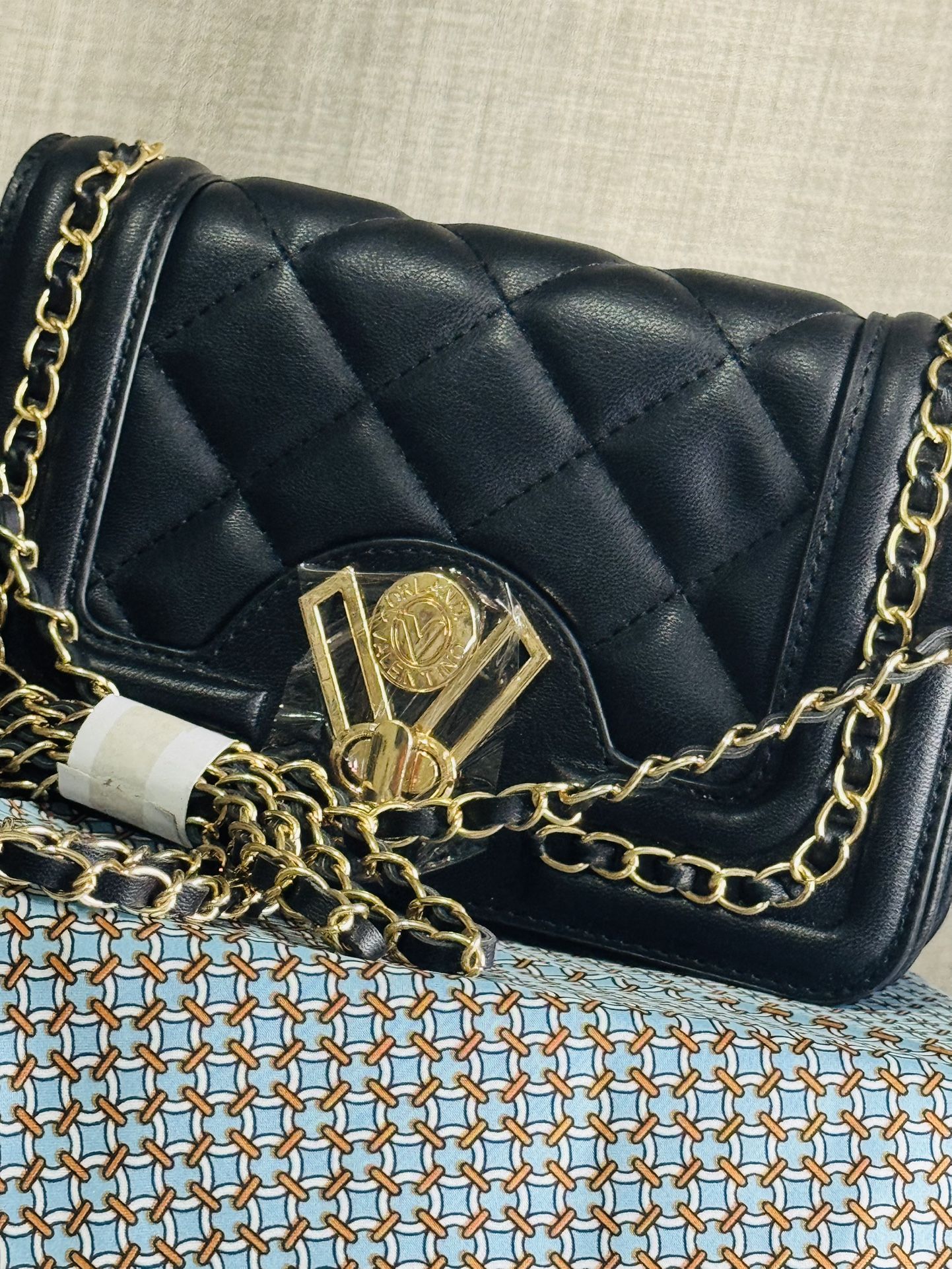 NEW Valentino Orlandi Quilted Crossbody Bag with Chain