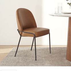 Curved Back Leather Dining Chairs / Set of 4 Chairs 