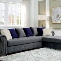 Brand New Super Plush Grey Sectional Sofa (Pillows Included)